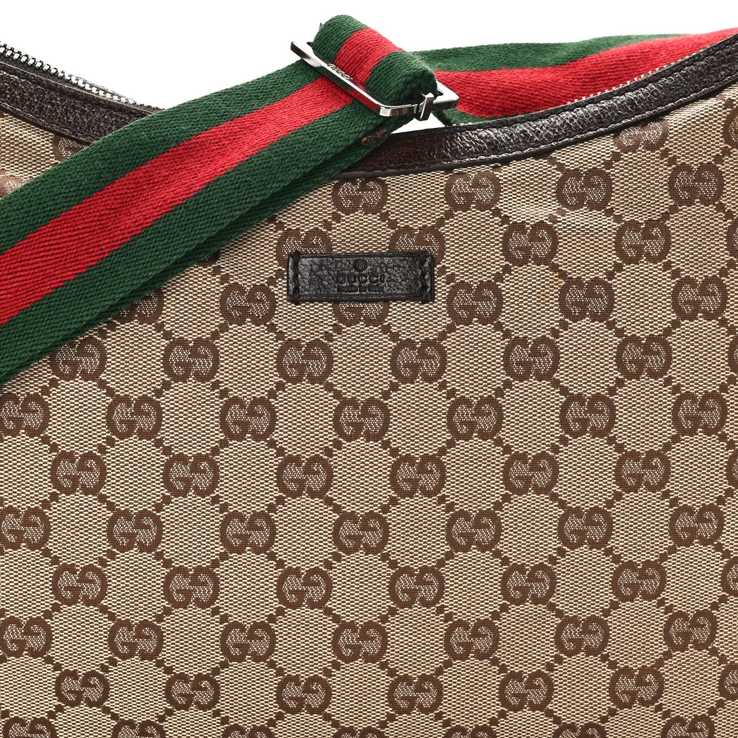 Monogram Web Medium Half Moon Hobo Dark Brown