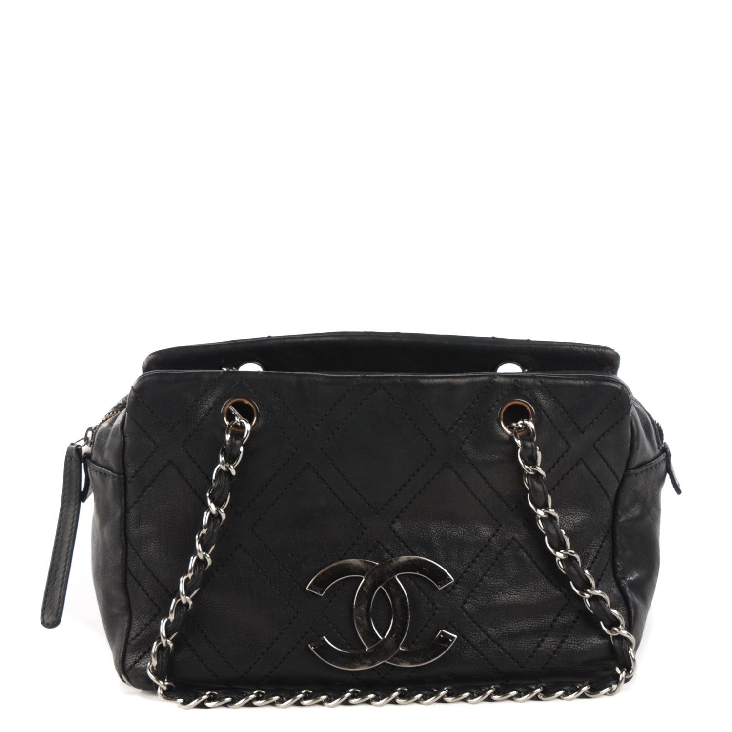 Chanel Calfskin Small Diamond Stitch Tote Black 1 of 7