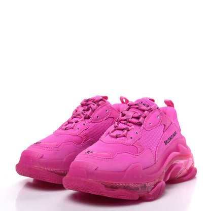Balenciaga Fabric Mesh Clear Sole Fluo Womens Triple S Sneakers 37 Pink 3 of 10
