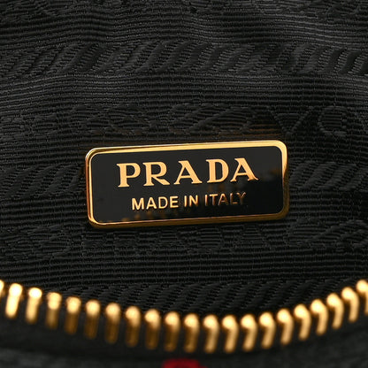 Prada Jacquard Calfskin Triangolo Symbole Embroidered Mini Triangle Double Bag Black Ciliegia 6 of 10