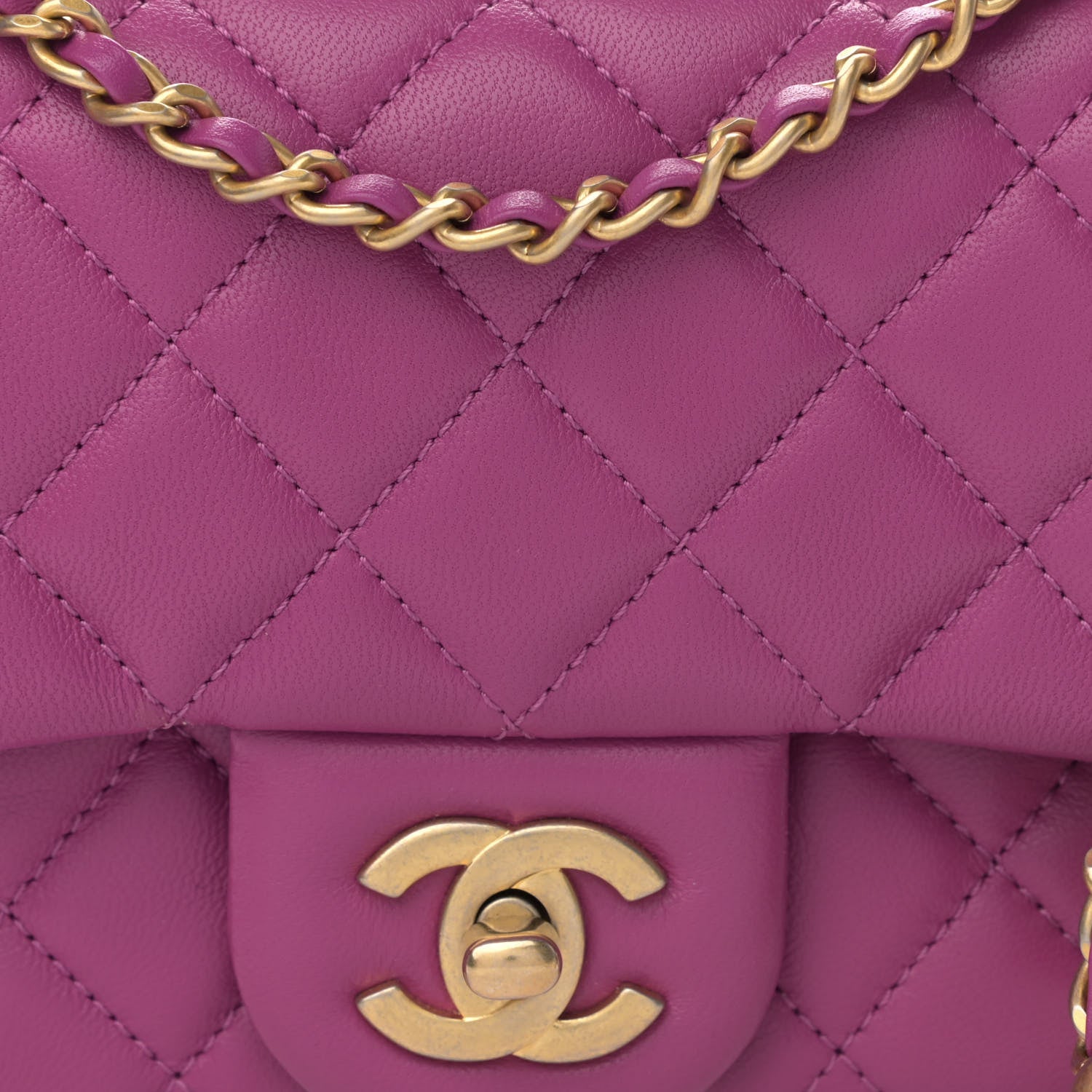 Chanel Lambskin Quilted Mini Pearl Crush Flap Purple 8 of 10