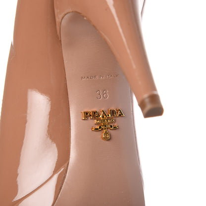 Prada Vernice Peep Toe Pumps 36 Brown 9 of 13
