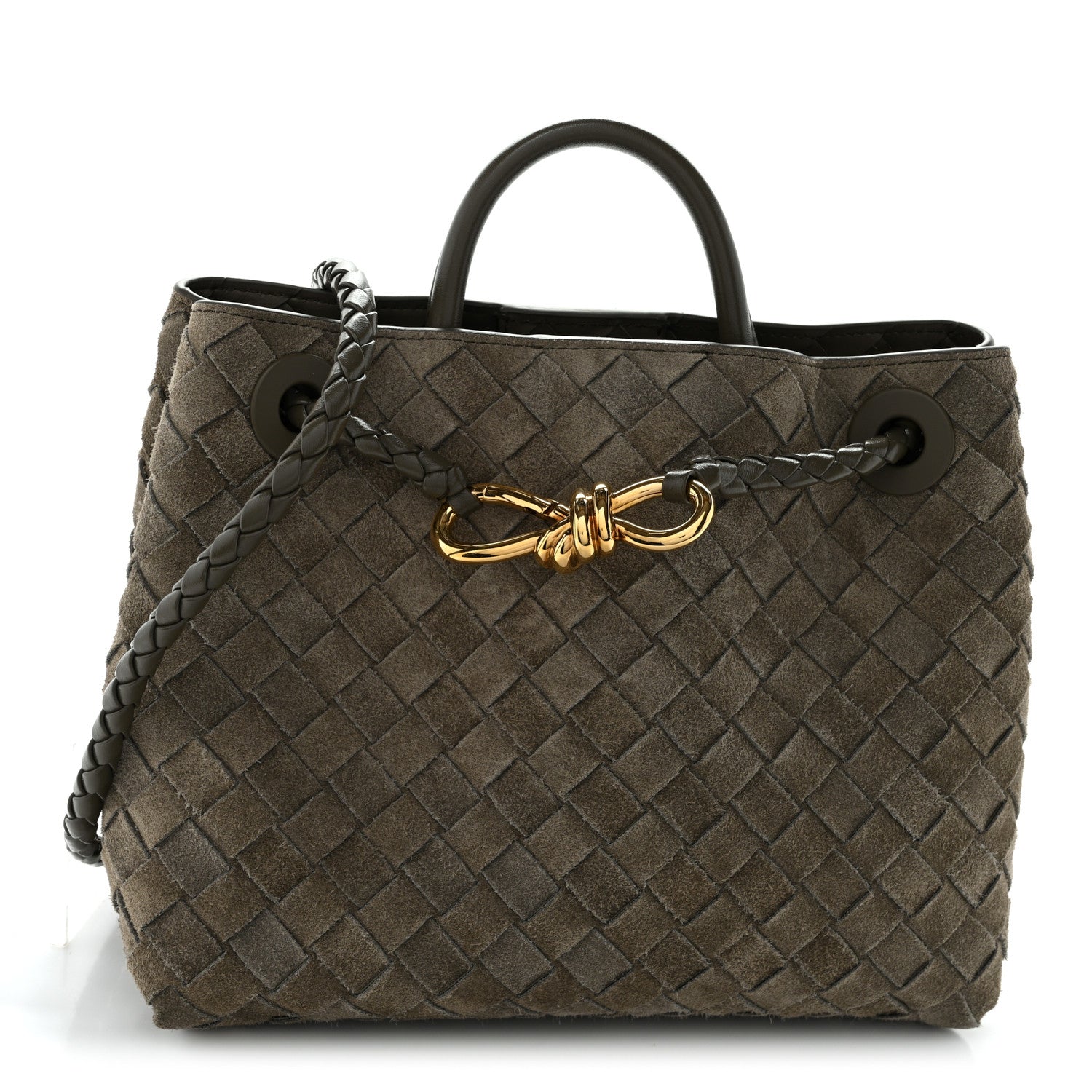 Bottega Veneta Suede Intrecciato Small Andiamo Shoulder Bag Cypress 1 of 10