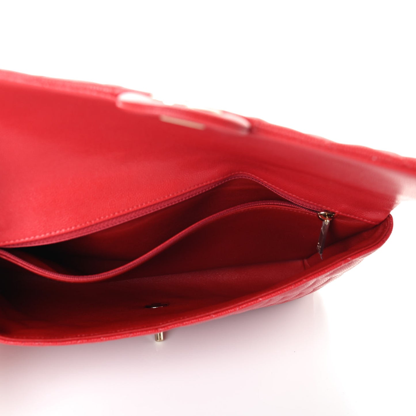 Caviar Quilted Flap Clutch Red