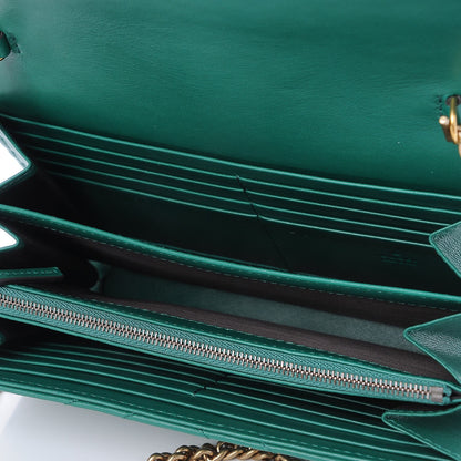 Gucci Calfskin Matelasse GG Marmont Chain Wallet Emerald Green 5 of 7