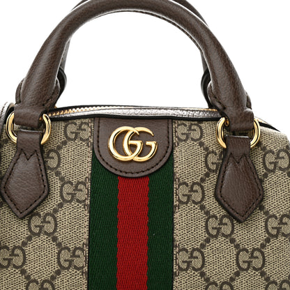 Gucci GG Supreme Monogram Textured Dollar Calfskin Web Super Mini Ophidia Top Handle Bowler Bag Beige Ebony New Acero 8 of 11