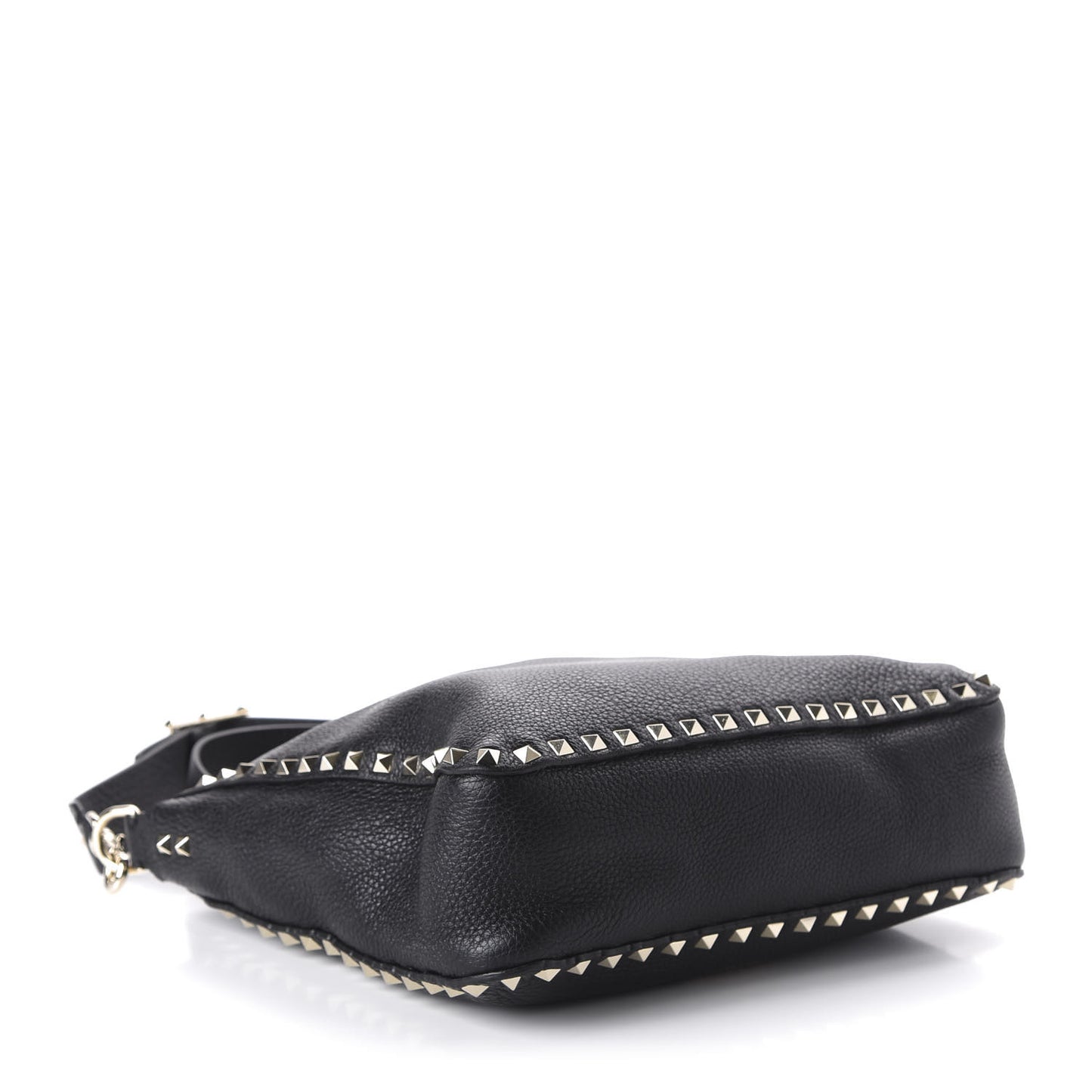 Pebbled Calfskin Small Rockstud Flip-Lock Messenger Bag Black