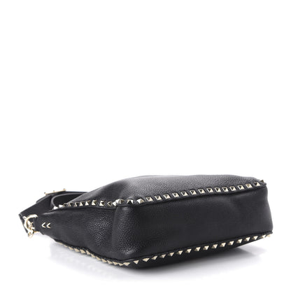 Valentino Garavani Pebbled Calfskin Small Rockstud Flip-Lock Messenger Bag Black 4 of 9