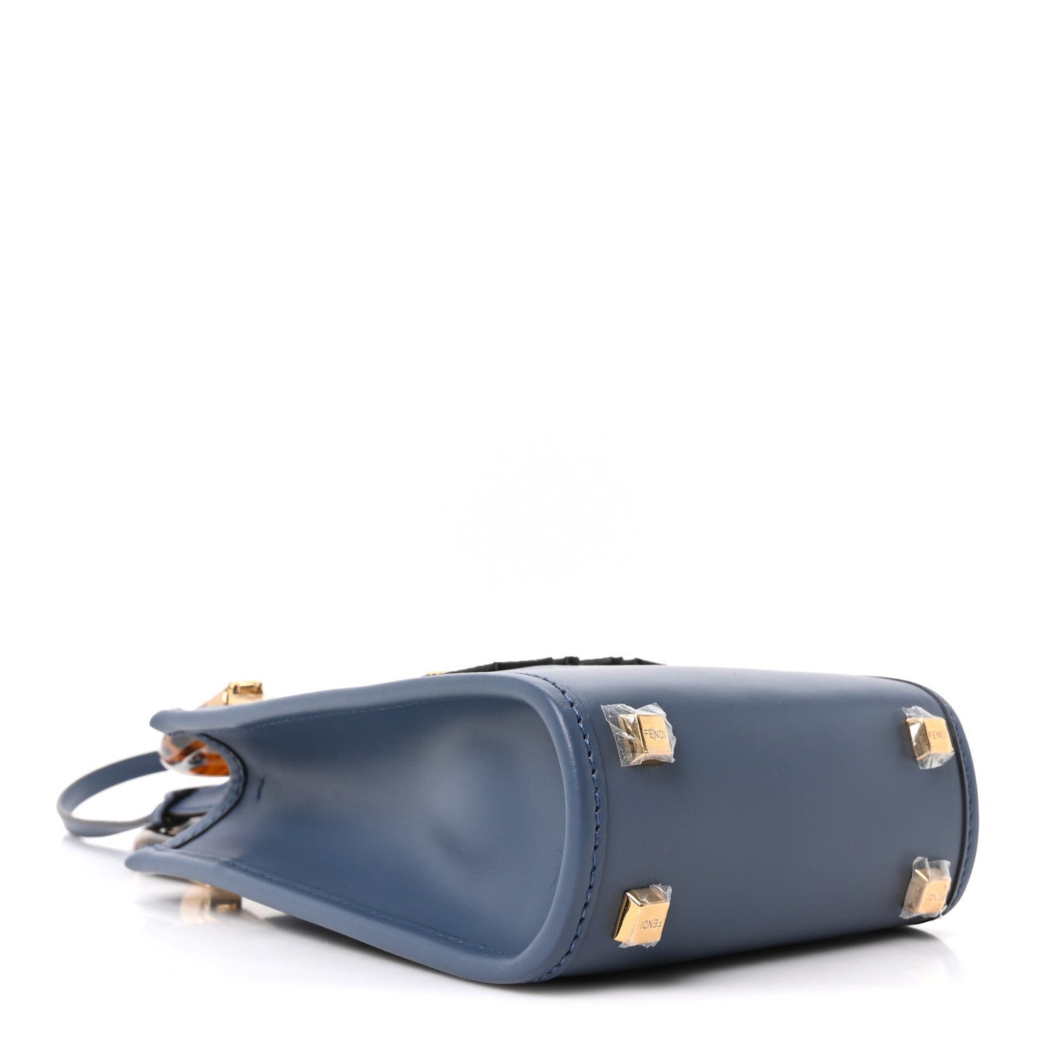 Fendi Vitello King Plexiglass Elaphe Snakeskin Print Logo Mini Fendi Sunshine Shopper Tote Mirto 4 of 9