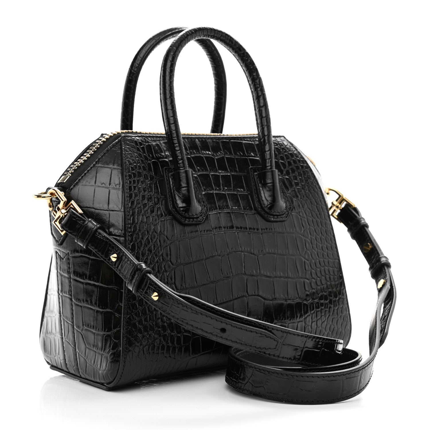 Givenchy Calfskin Crocodile Embossed Mini Antigona Black 3 of 11
