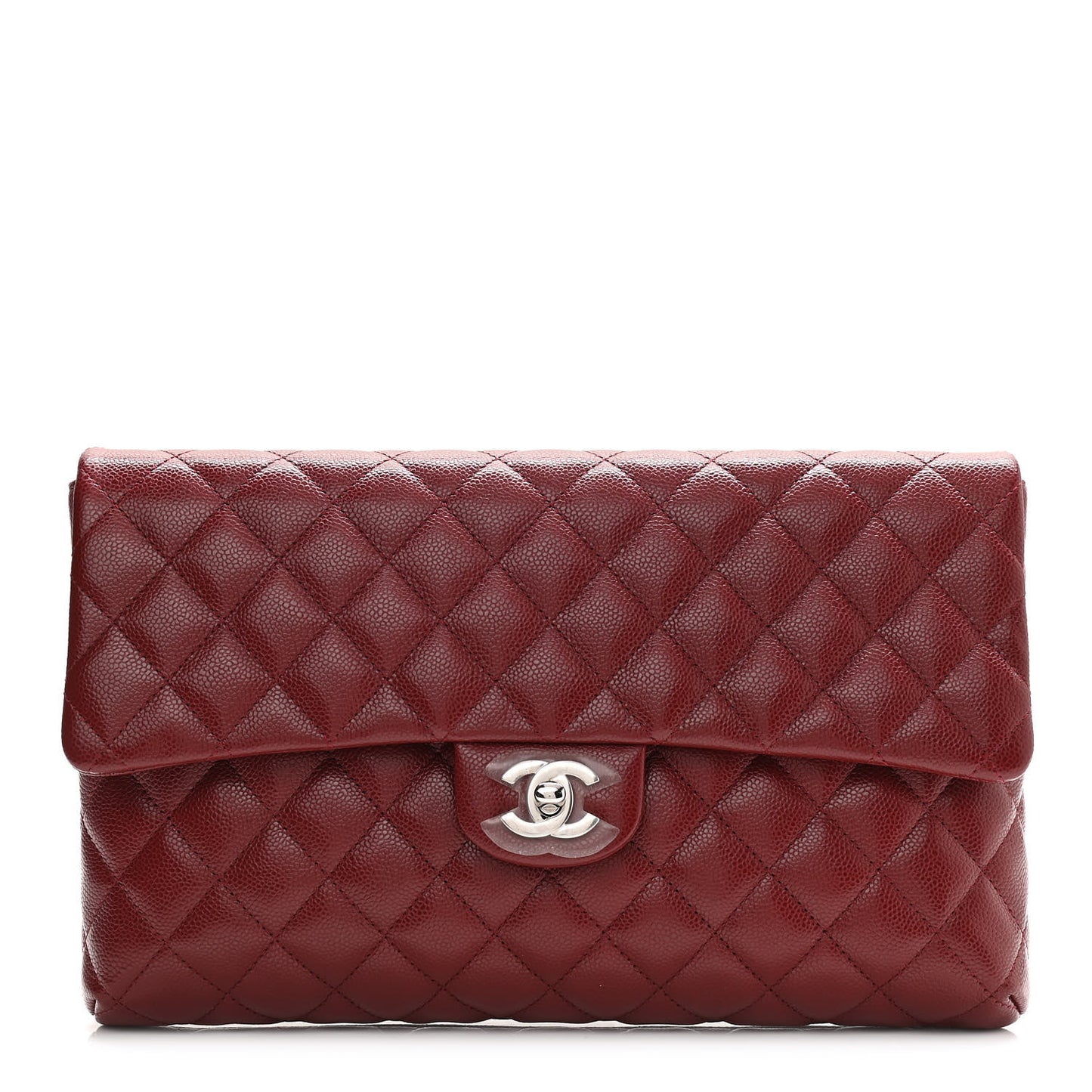 Caviar Quilted Flap Clutch Burgundy