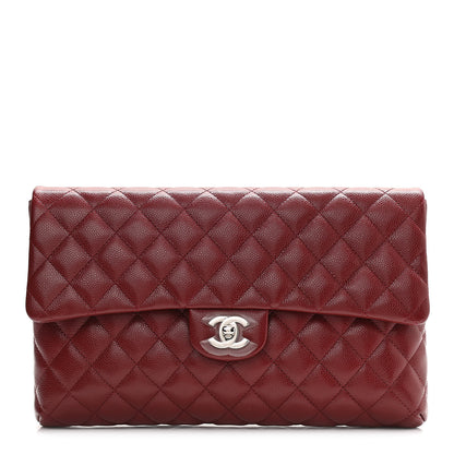 Chanel Caviar Quilted Flap Clutch Burgundy 1 of 11