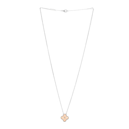 Van Cleef & Arpels 18K White Rose Gold Diamond Guilloche Vintage Alhambra Pendant Necklace 3 of 6