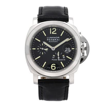 Panerai Stainless Steel Alligator 44mm Luminor 3 Day Power Reserve Automatic Watch Black PAM00090 1 of 5