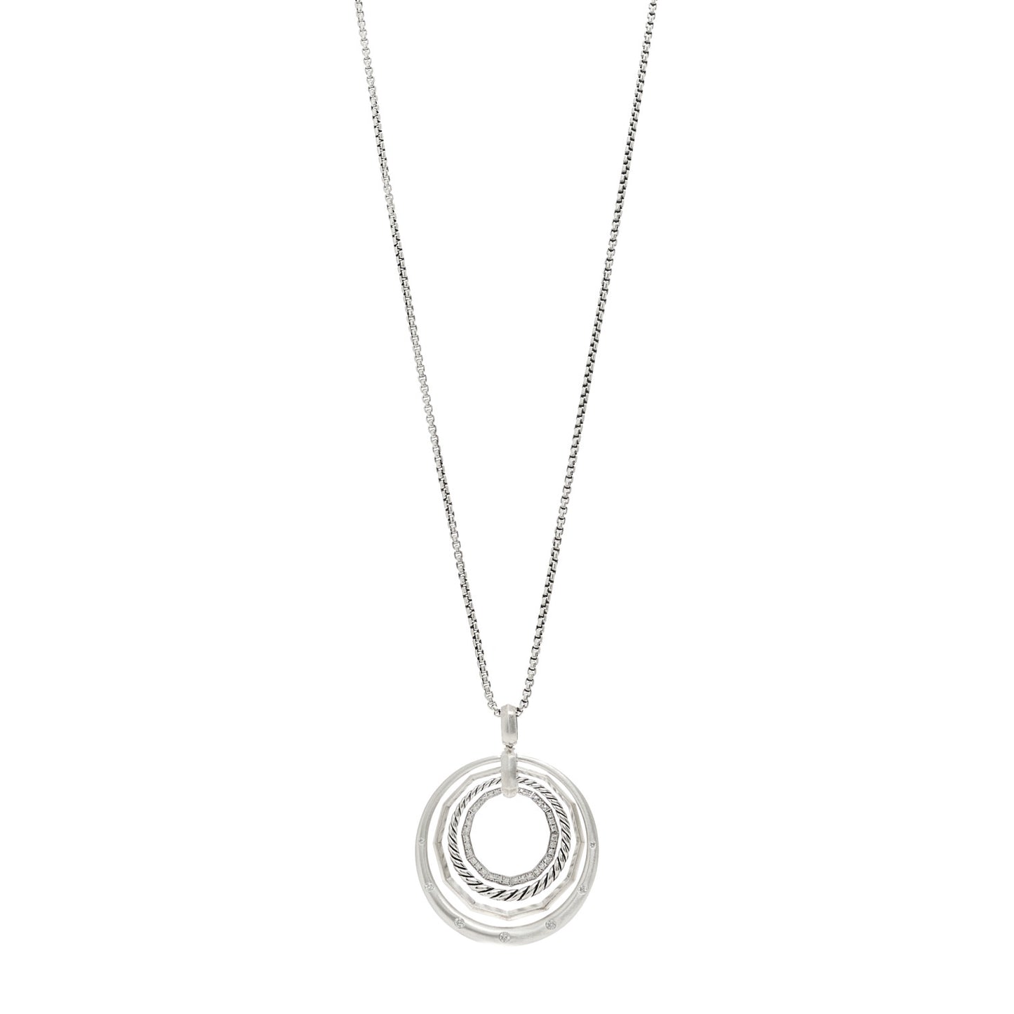 Sterling Silver Diamond Stax Pendant Necklace