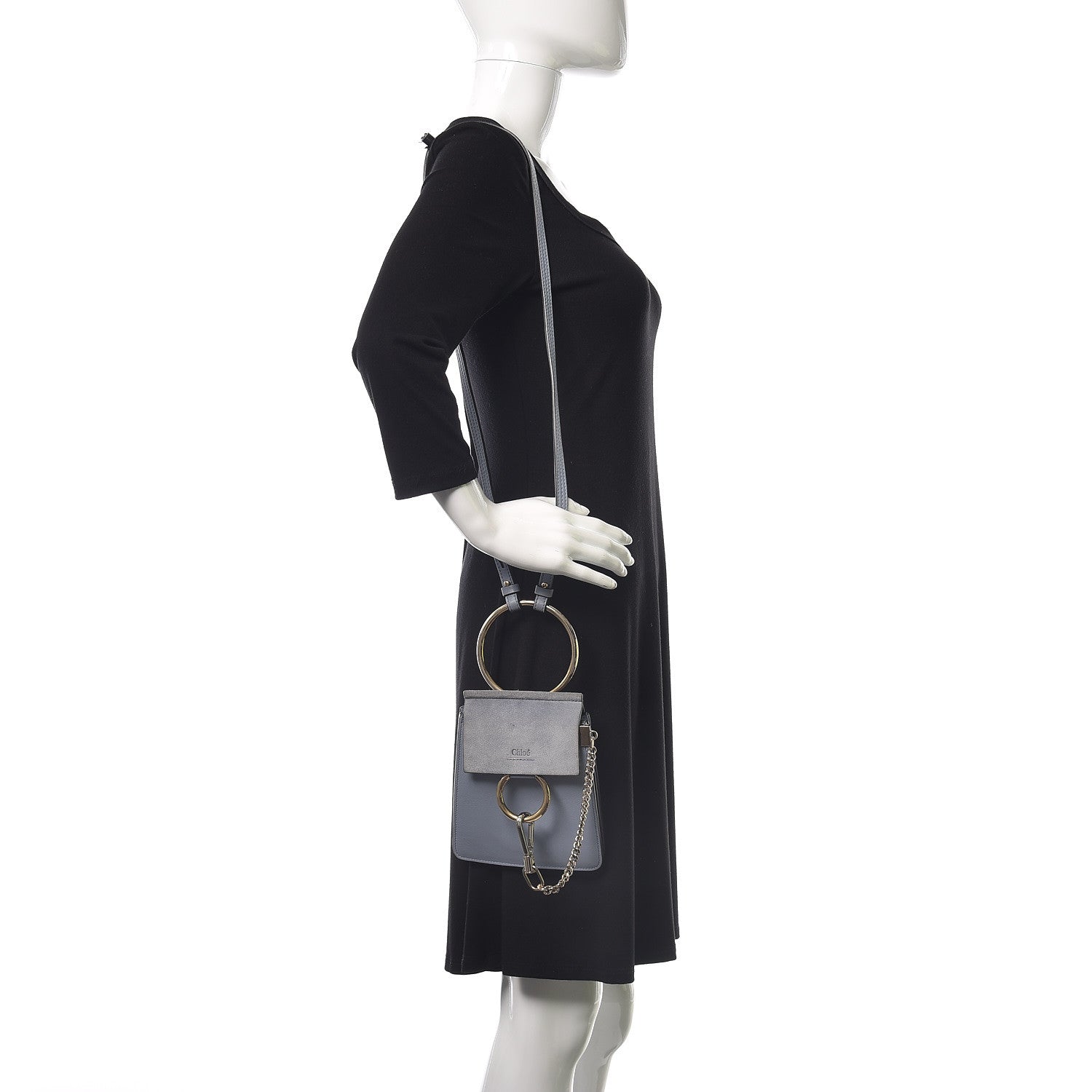 Chloe Suede Calfskin Mini Faye Bracelet Bag Washed Blue 2 of 14