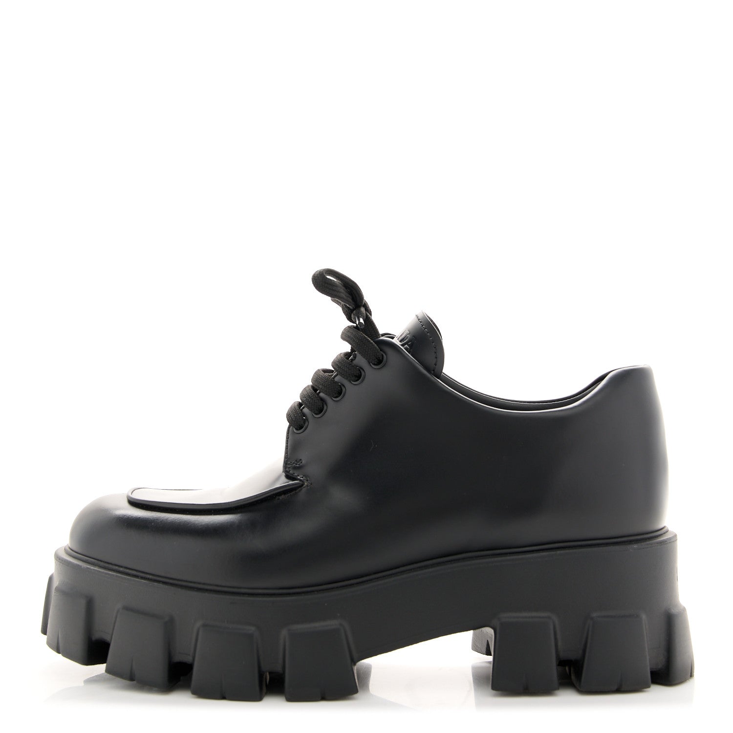 Prada Spazzolato Rois Monolith 55mm Derby Loafers 39 Black 1 of 8
