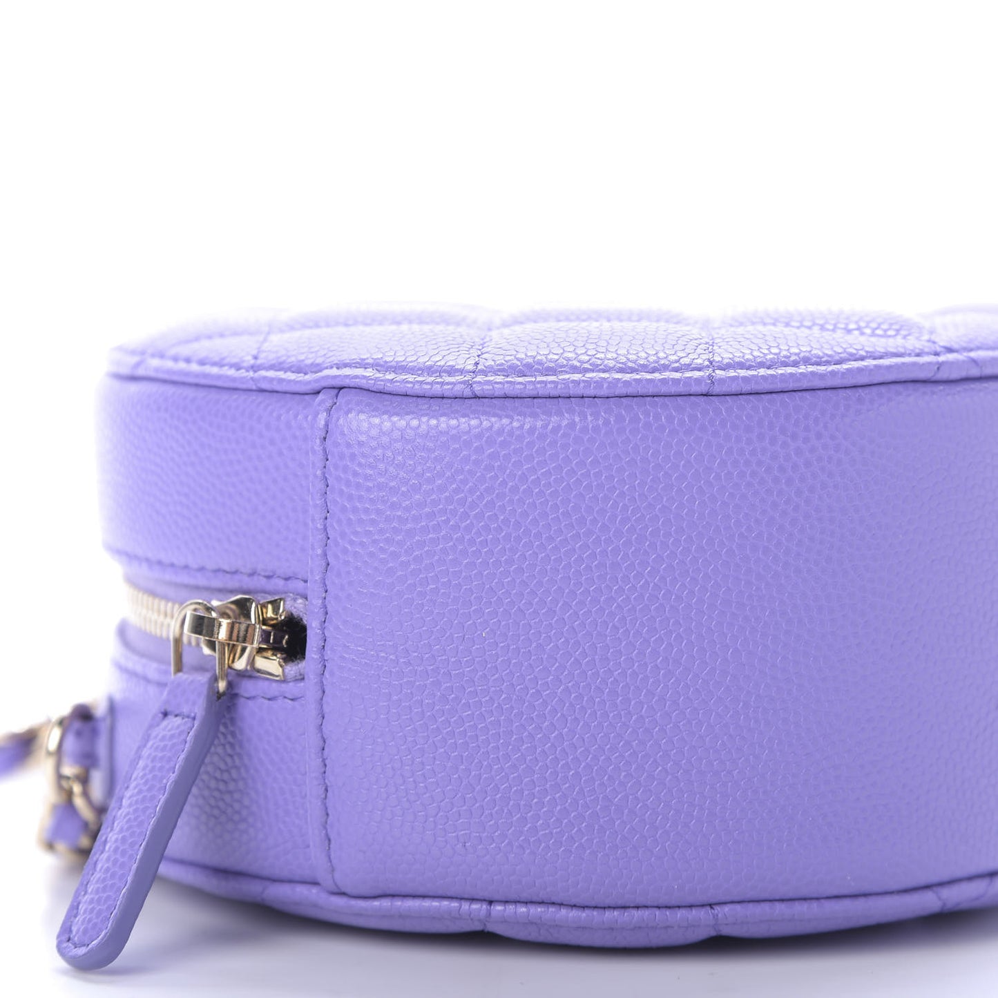 Caviar Quilted Round Clutch With Chain Purple