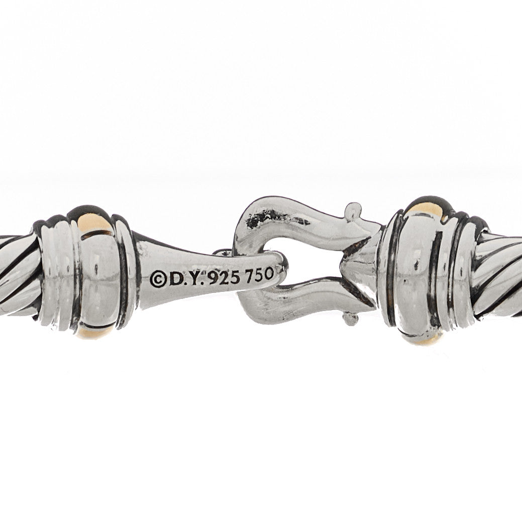 David Yurman Sterling Silver 18K Yellow Gold 4mm Cable Classic Buckle Bracelet 3 of 3
