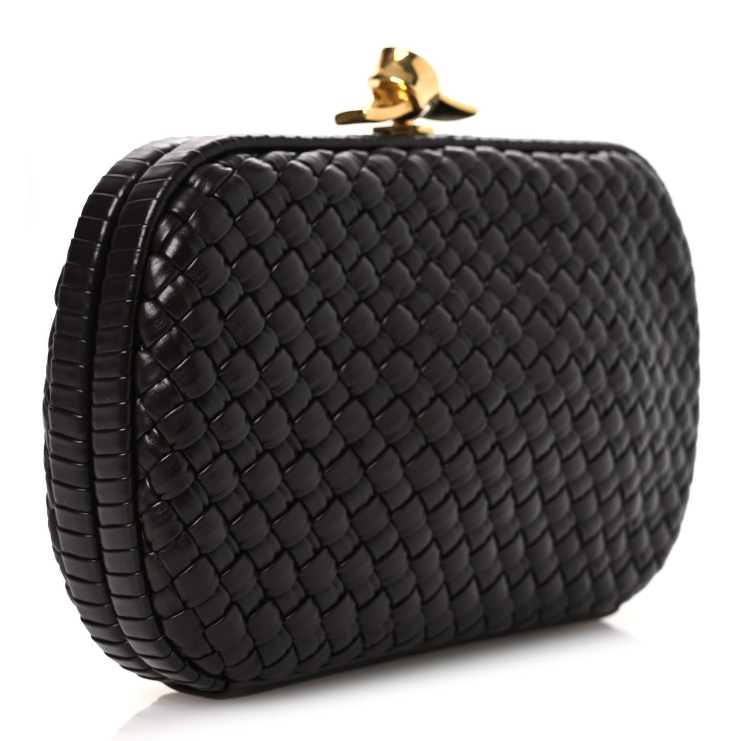Nappa Intrecciato Sculptural Knot Clutch Brown