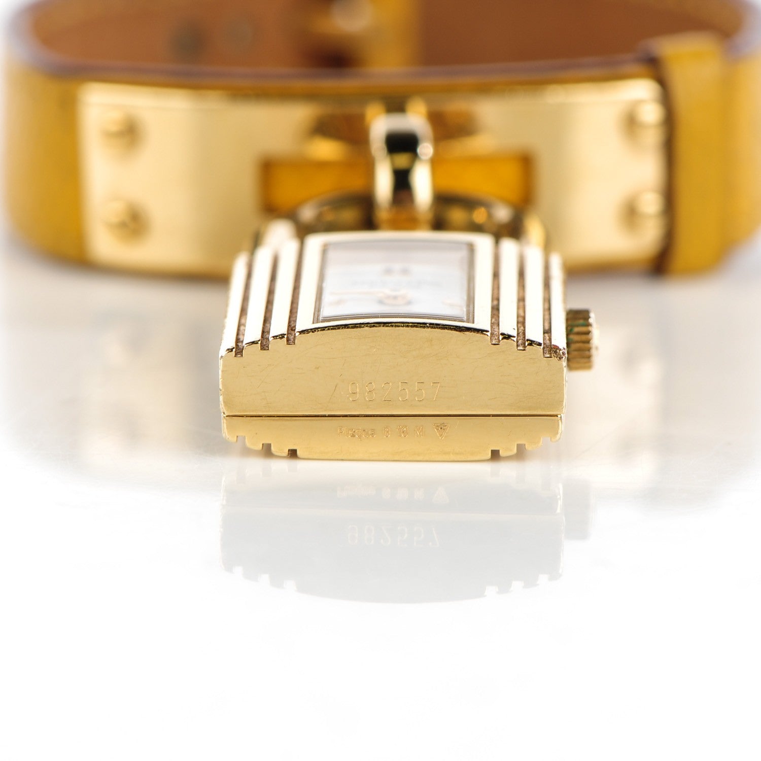 Hermes Stainless Steel Courchevel 20mm Kelly Cadena Quartz Watch Jaune 9 of 12