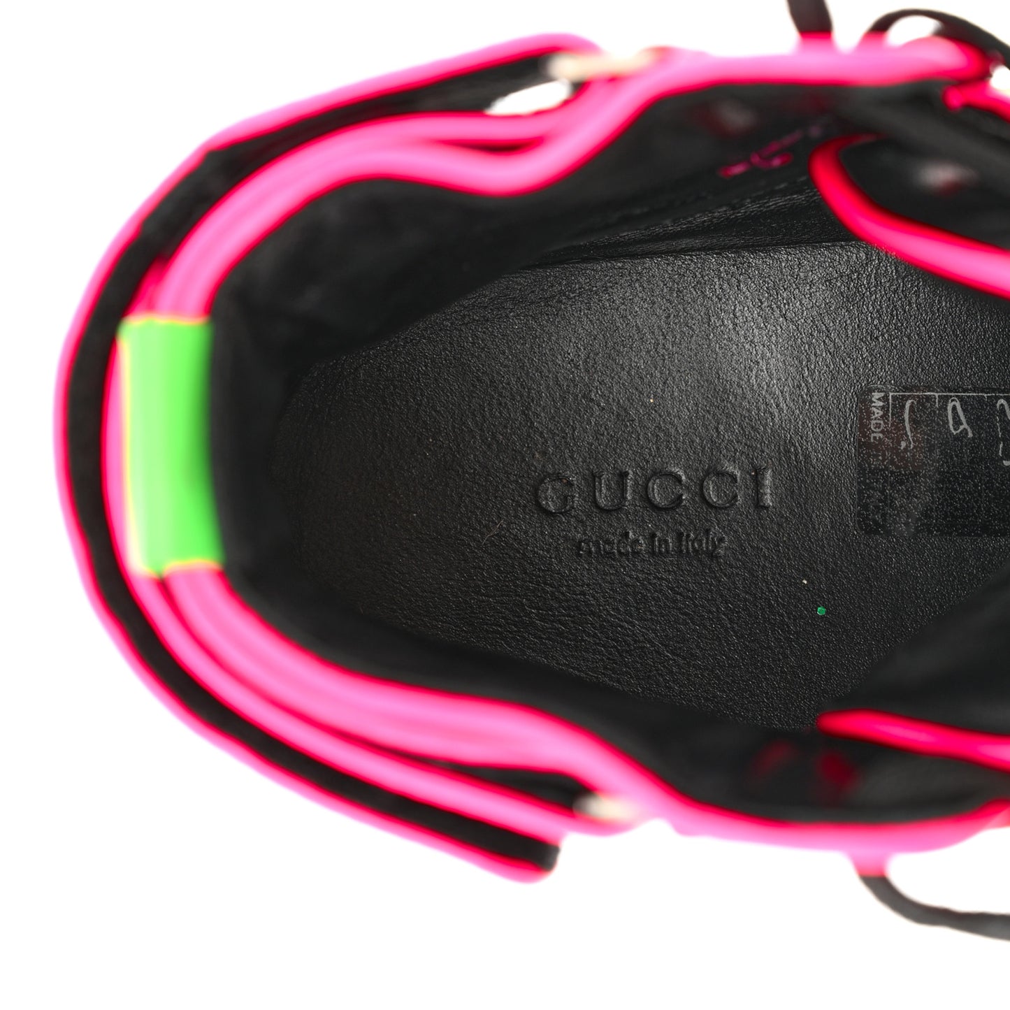 Calfskin Womens Neon High Top Sneakers 37 Black Neon Green Pink
