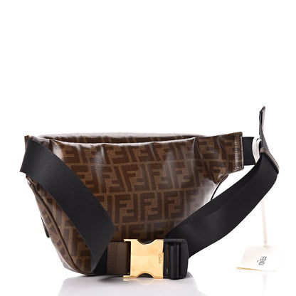 Fendi X FILA Glazed Fabric Vitello Century FF 1974 Mania Belt Bag Mogano Panna White 4 of 13