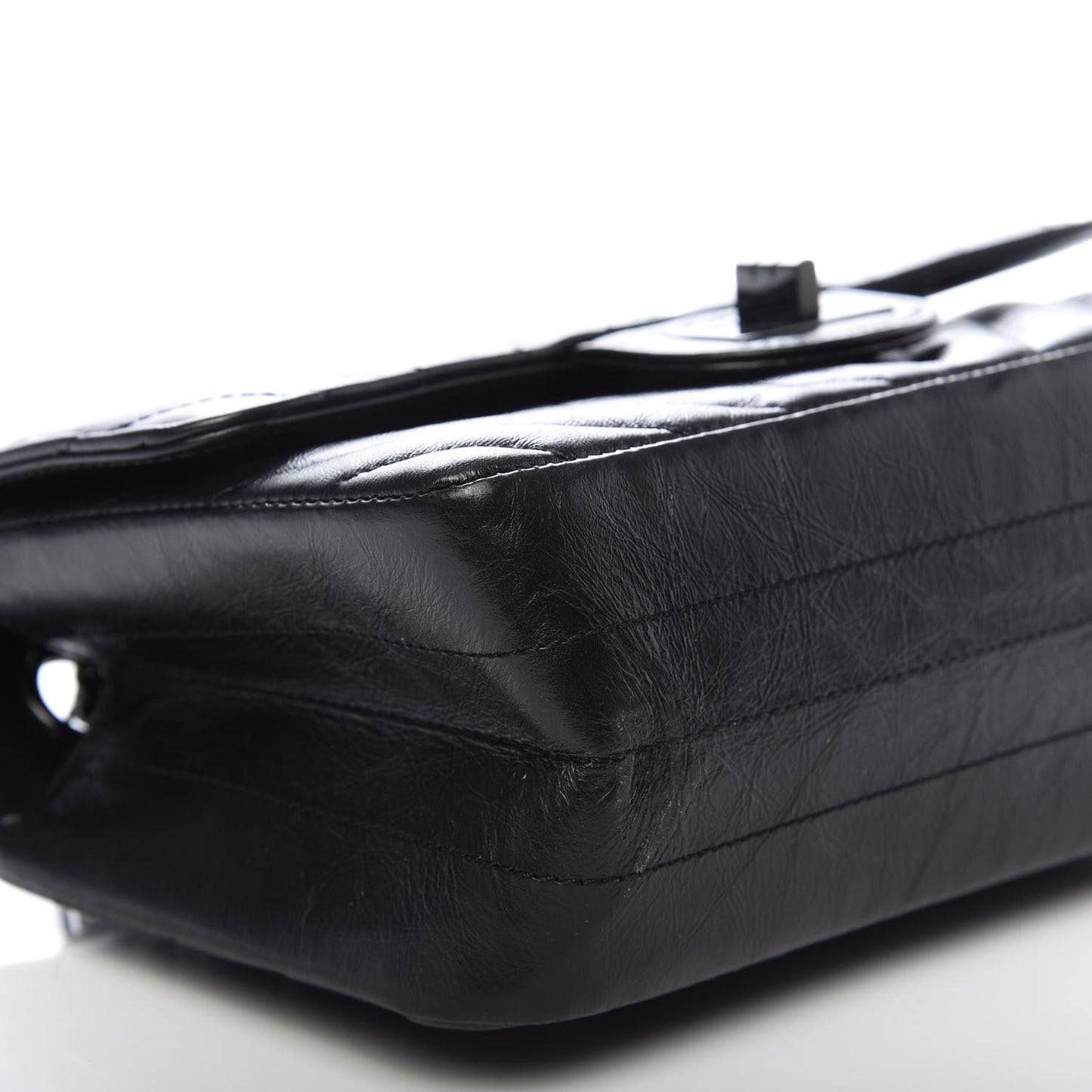 Aged Calfskin Chevron Quilted 2.55 Reissue Mini Flap So Black