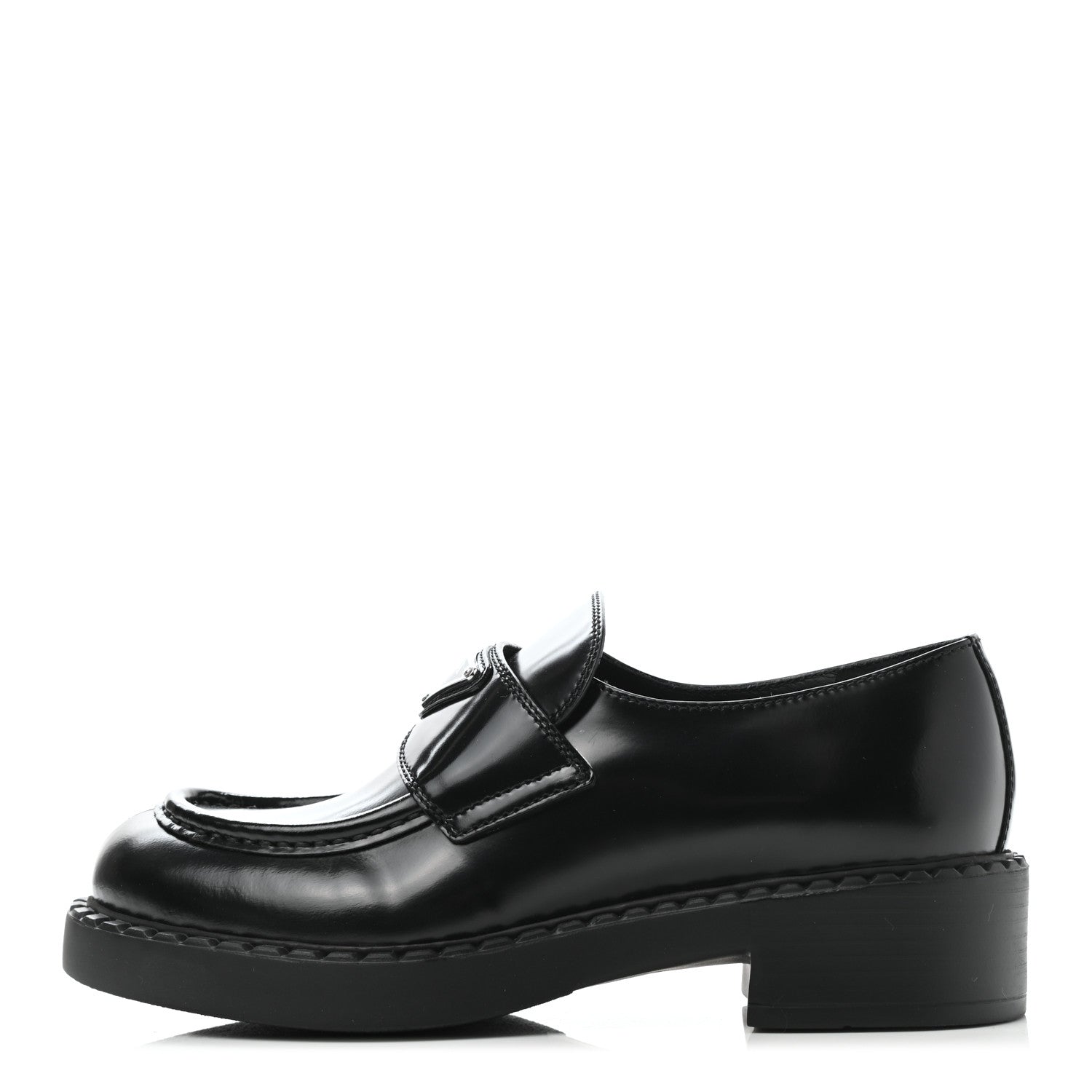 Prada Spazzolato Metal Triangle Logo 50mm Loafers 36 Black 1 of 9