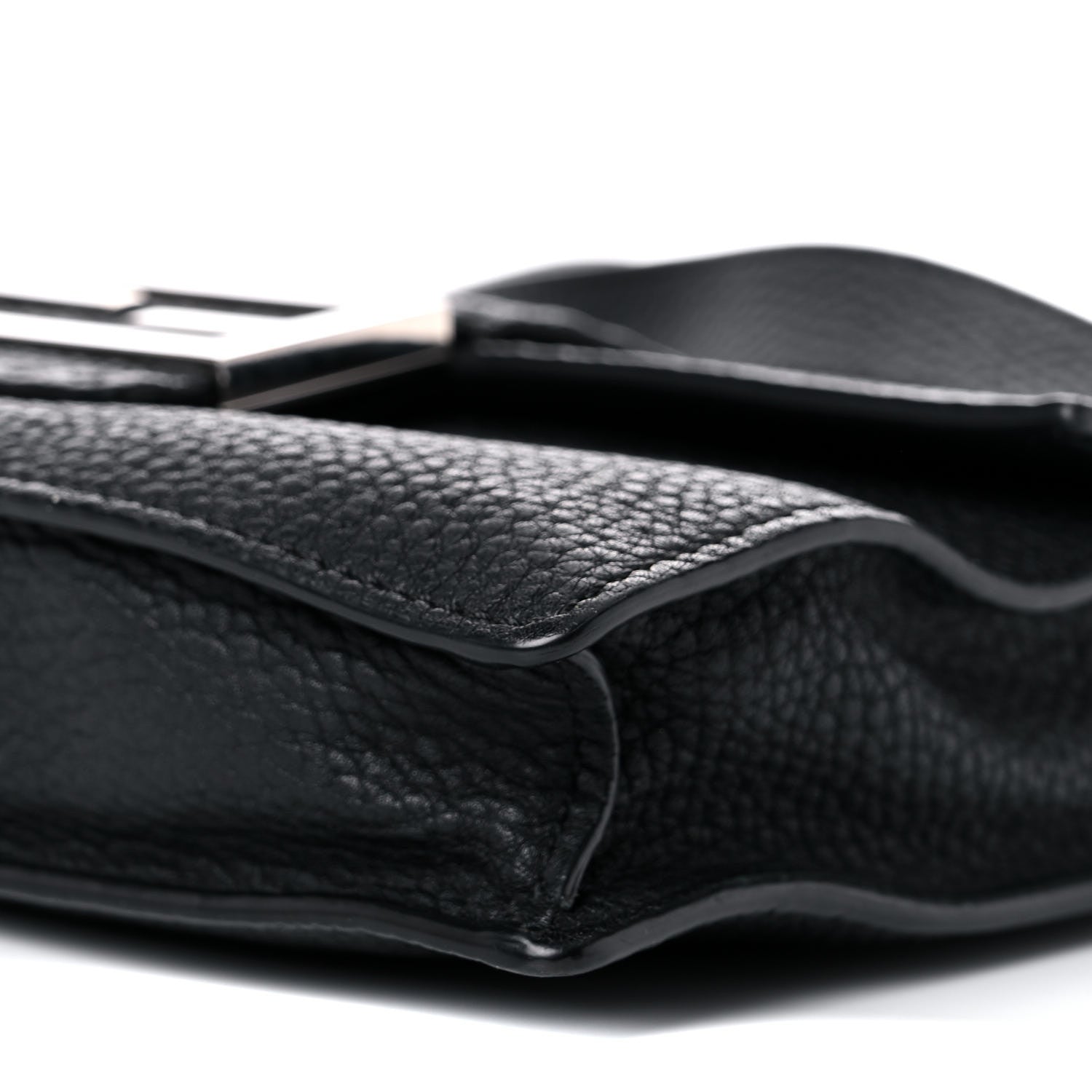 Fendi Cuoio Romano Selleria Medium Flat Baguette Black 10 of 12