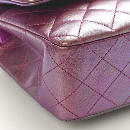 Chanel Iridescent Lambskin Quilted Medium Double Flap Purple 9 of 10