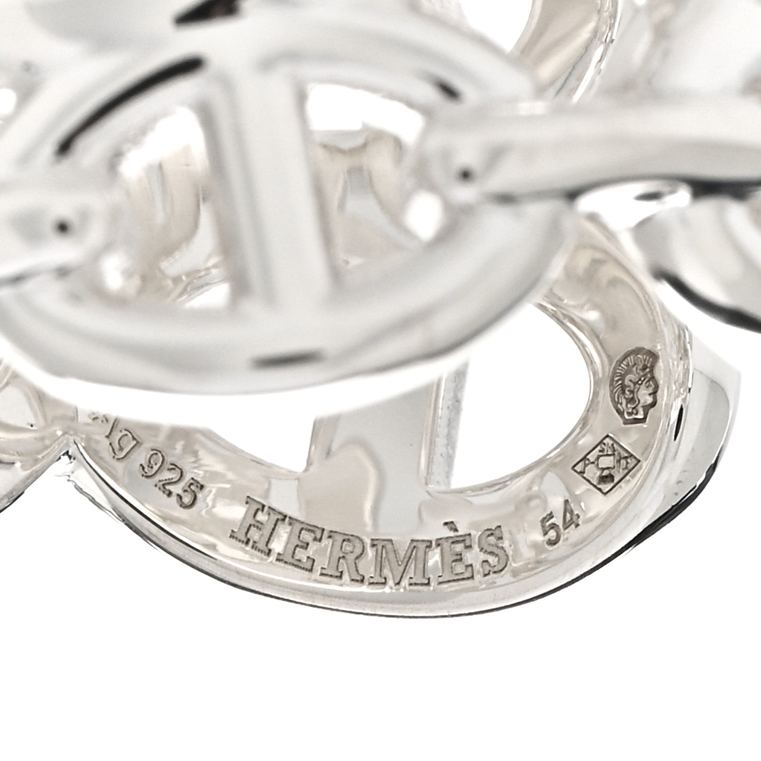 Hermes Sterling Silver GM Chaine d'Ancre Enchainee Band Ring 54 7 4 of 5