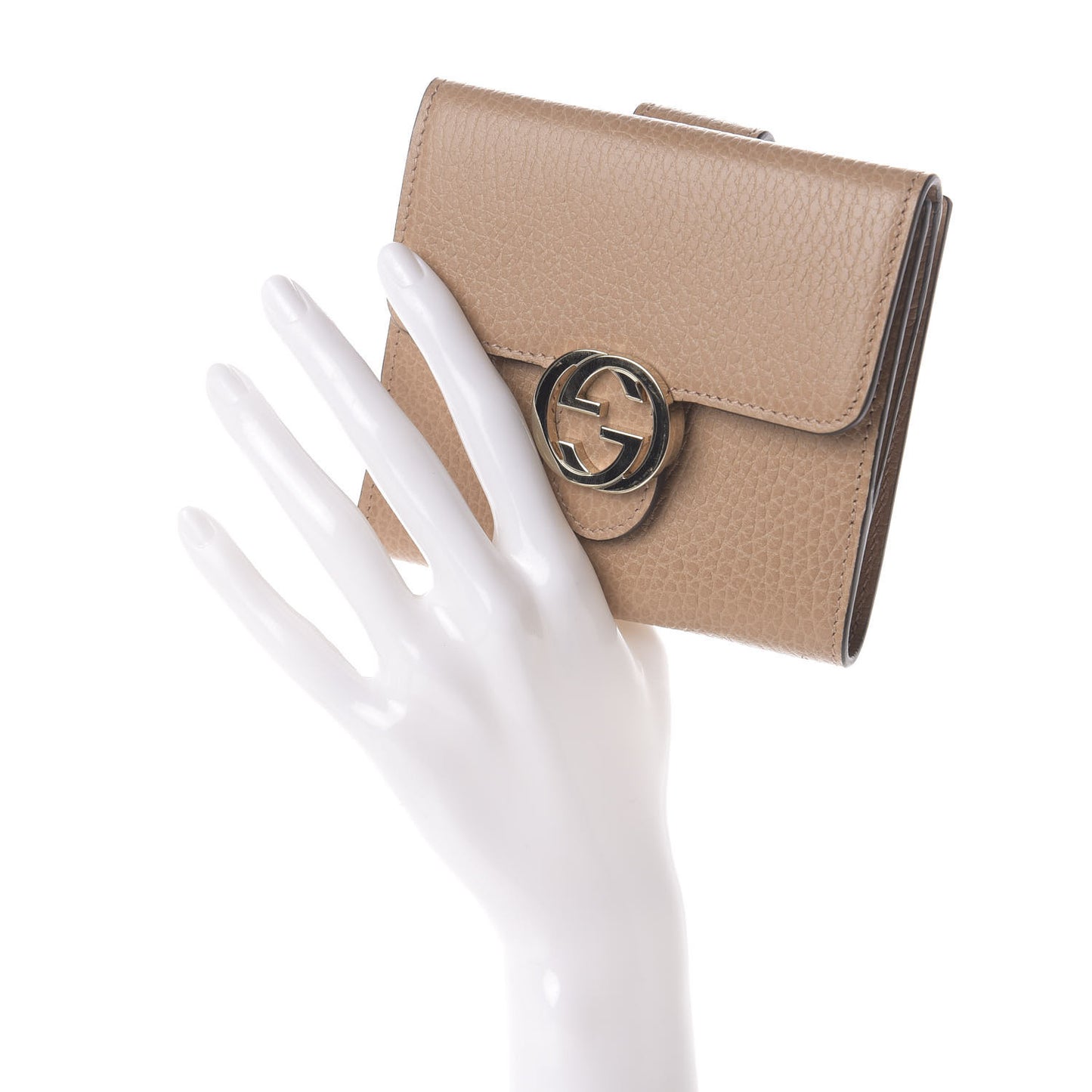 Dollar Calfskin Interlocking G French Wallet Camelia