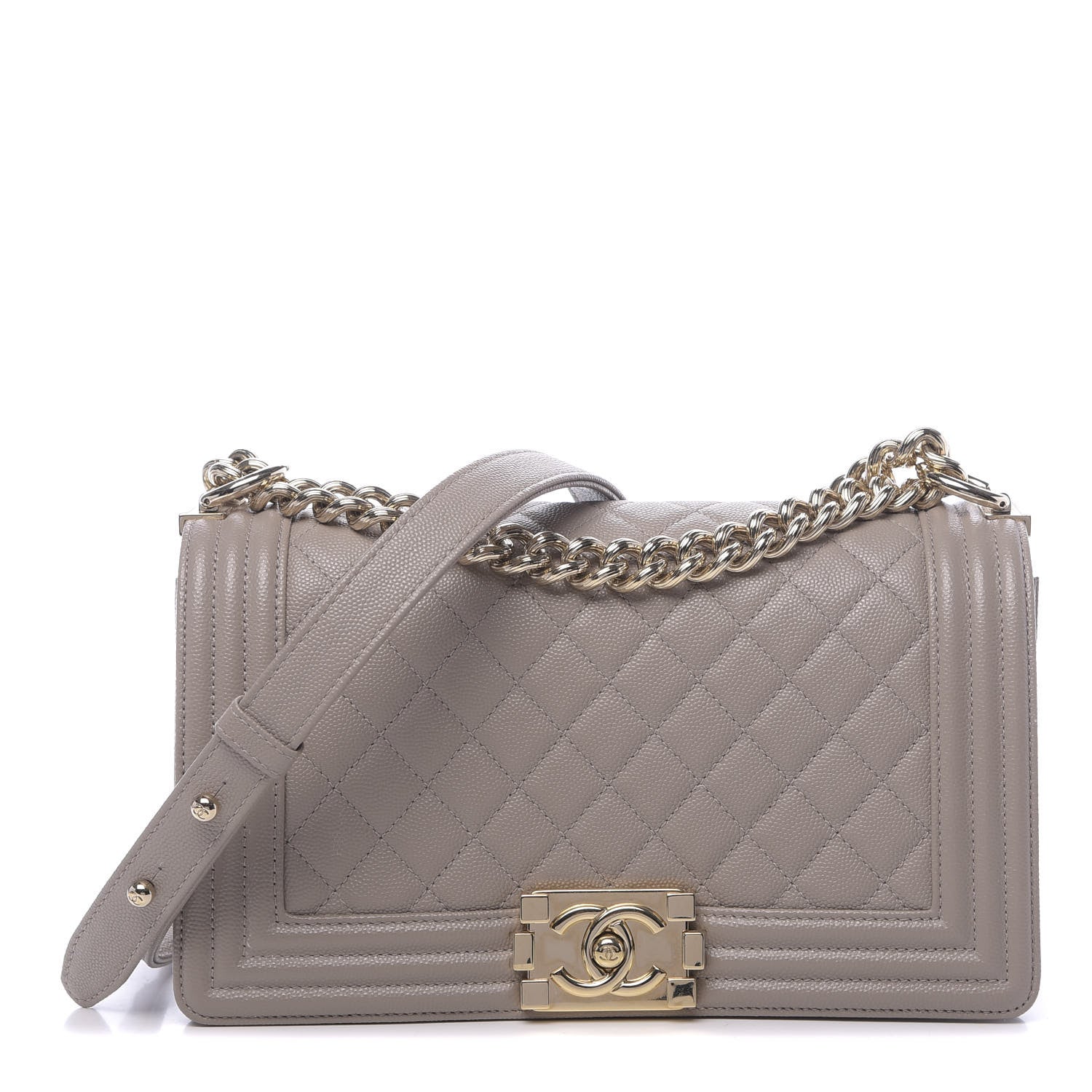 Chanel Caviar Quilted Medium Boy Flap Dark Beige 1 of 14