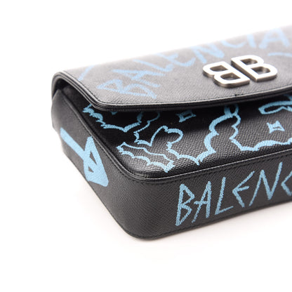 Balenciaga Calfskin Graffiti BB Chain Wallet Black Multicolor 8 of 9