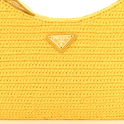 Prada Yarn Raffia Effect Crochet Re-Edition 2005 Shoulder Bag Giallo 9 of 11