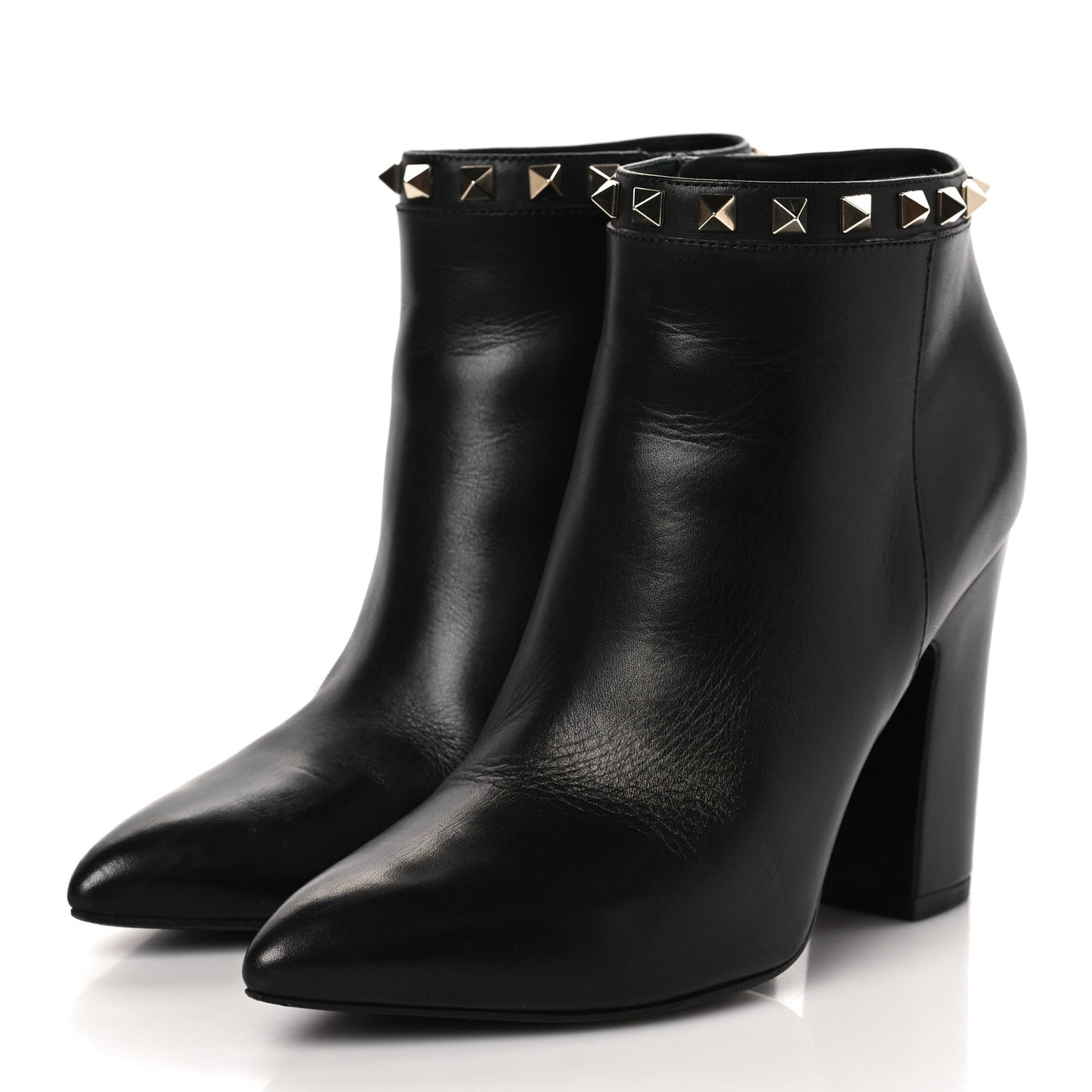 Calfskin Rockstud 100mm Ankle Boots 37 Black