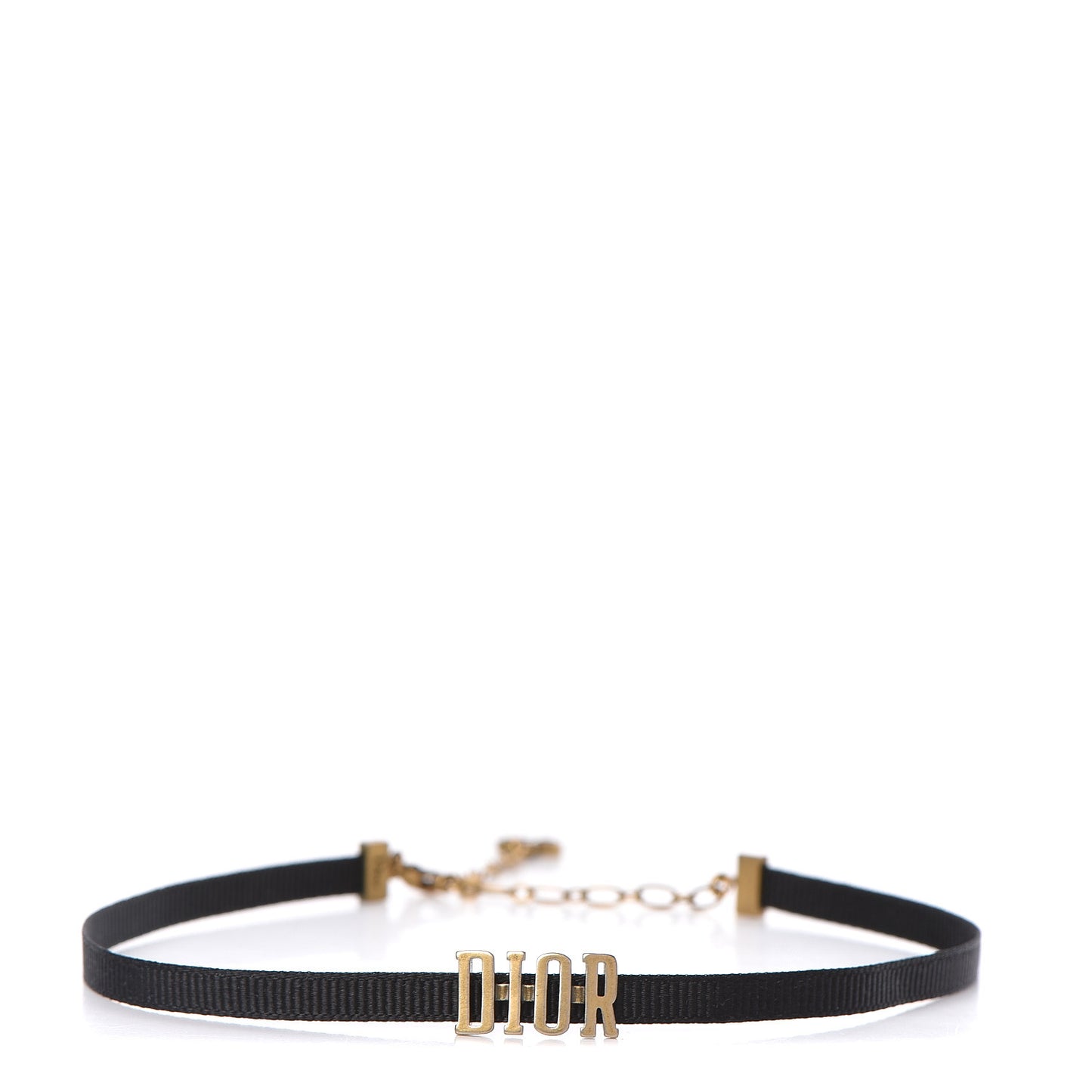 Grosgrain Ribbon Dior Logo Choker Necklace Black