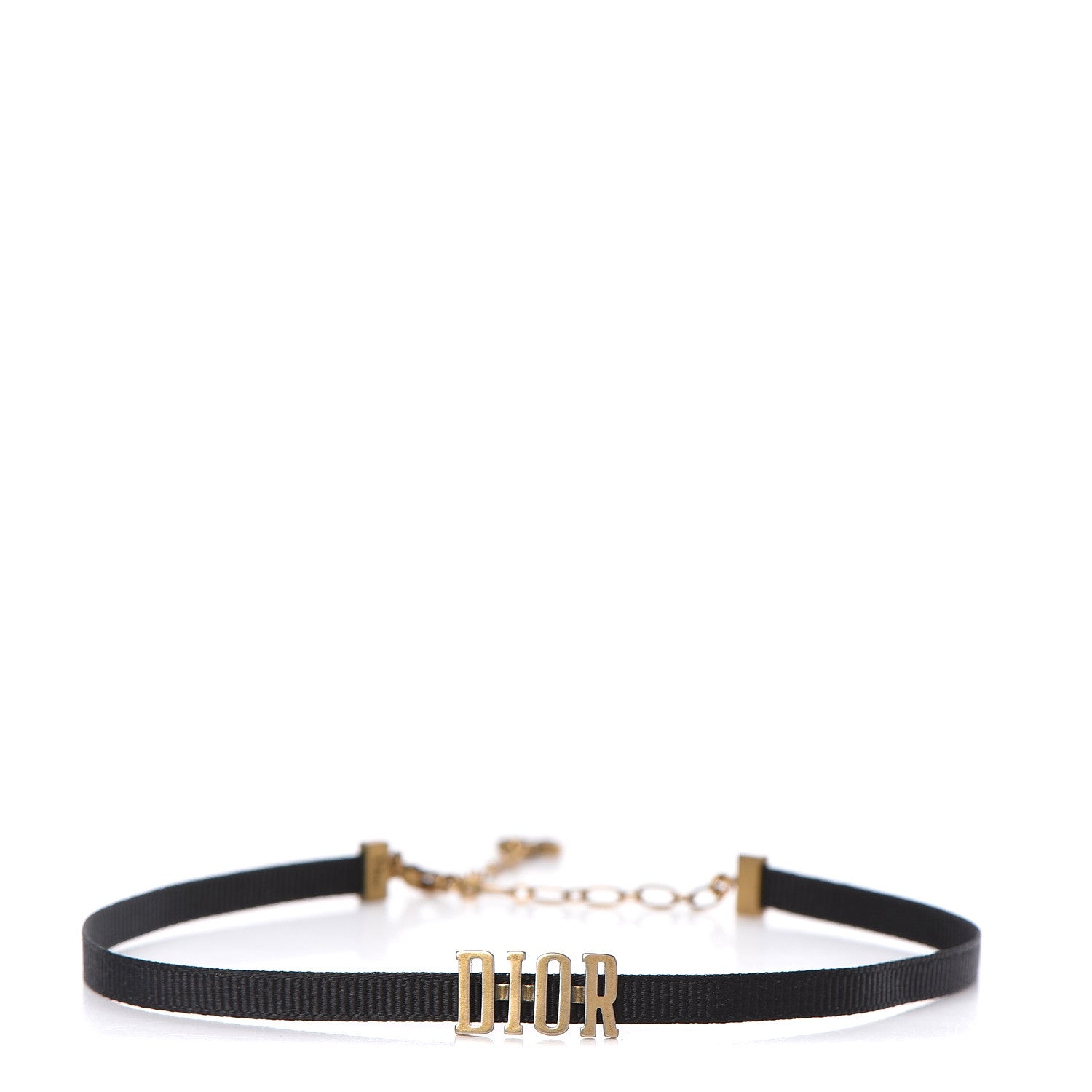 Christian Dior Grosgrain Ribbon Dior Logo Choker Necklace Black 1 of 5