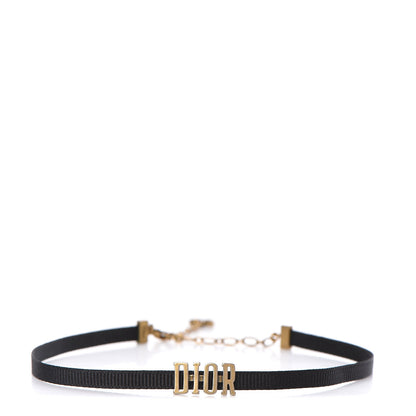 Christian Dior Grosgrain Ribbon Dior Logo Choker Necklace Black 1 of 5