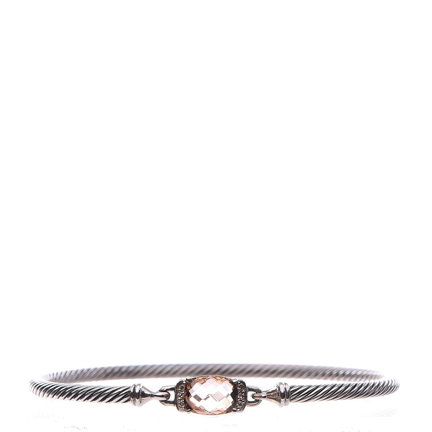 Sterling Silver Diamond Morganite 3mm Petite Wheaton Bracelet