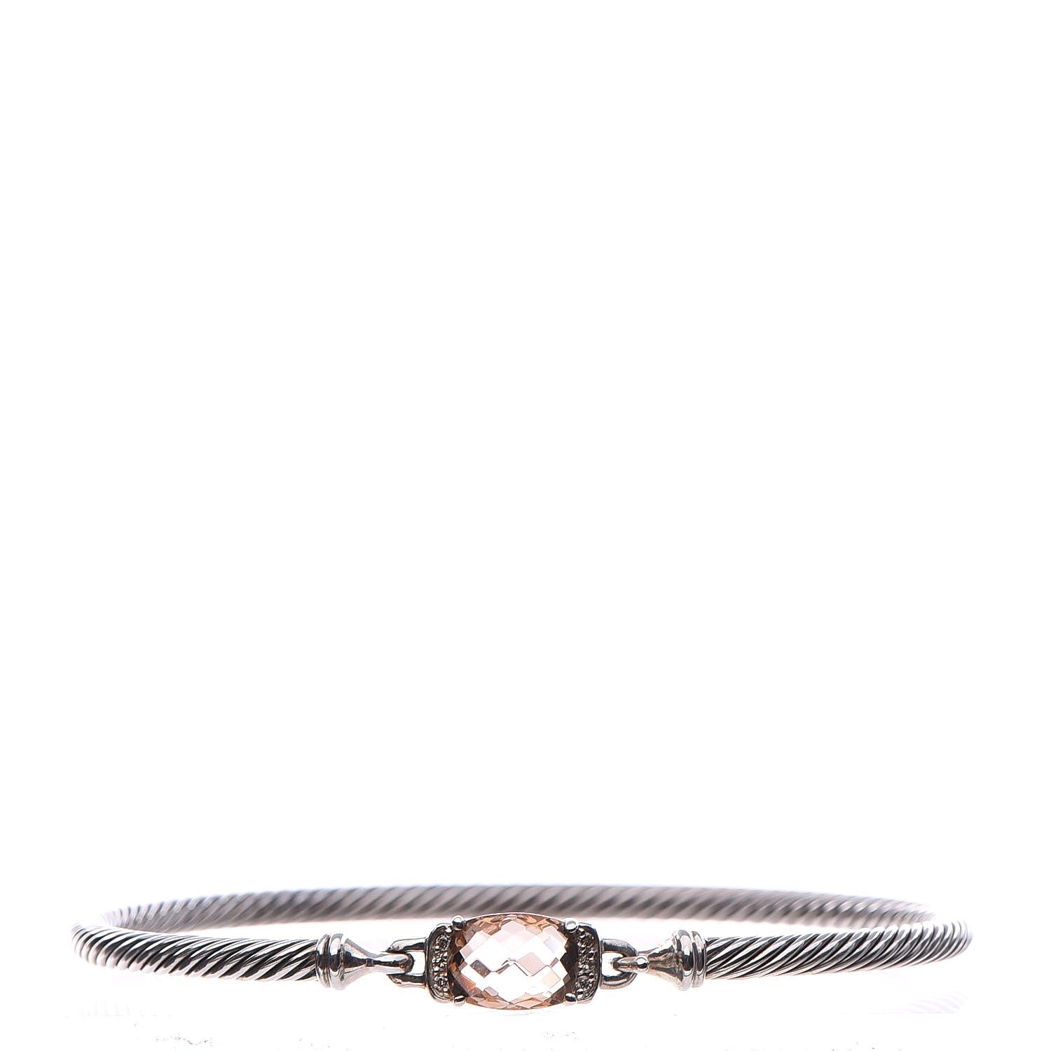 David Yurman Sterling Silver Diamond Morganite 3mm Petite Wheaton Bracelet 1 of 6