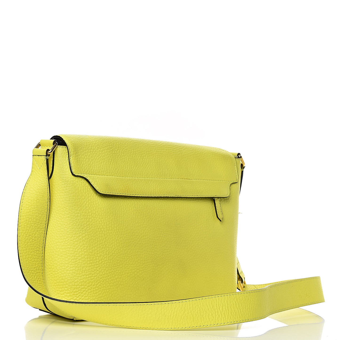 Signature Grain Small Burleigh Crossbody Bag Neon Yellow