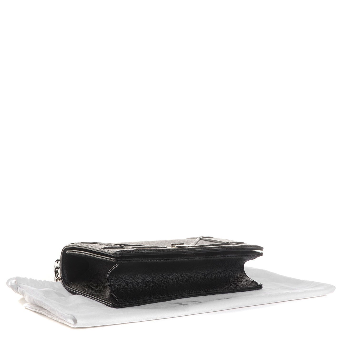 Grained Calfskin Medium Diorama Flap Bag Black