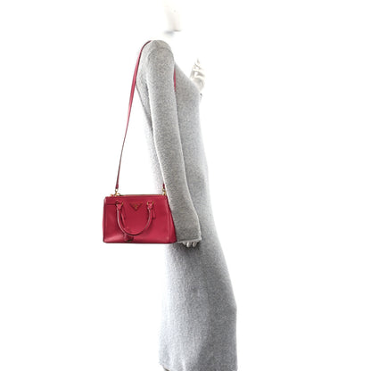 Prada Saffiano Small Galleria Double Zip Tote Peonia 2 of 10