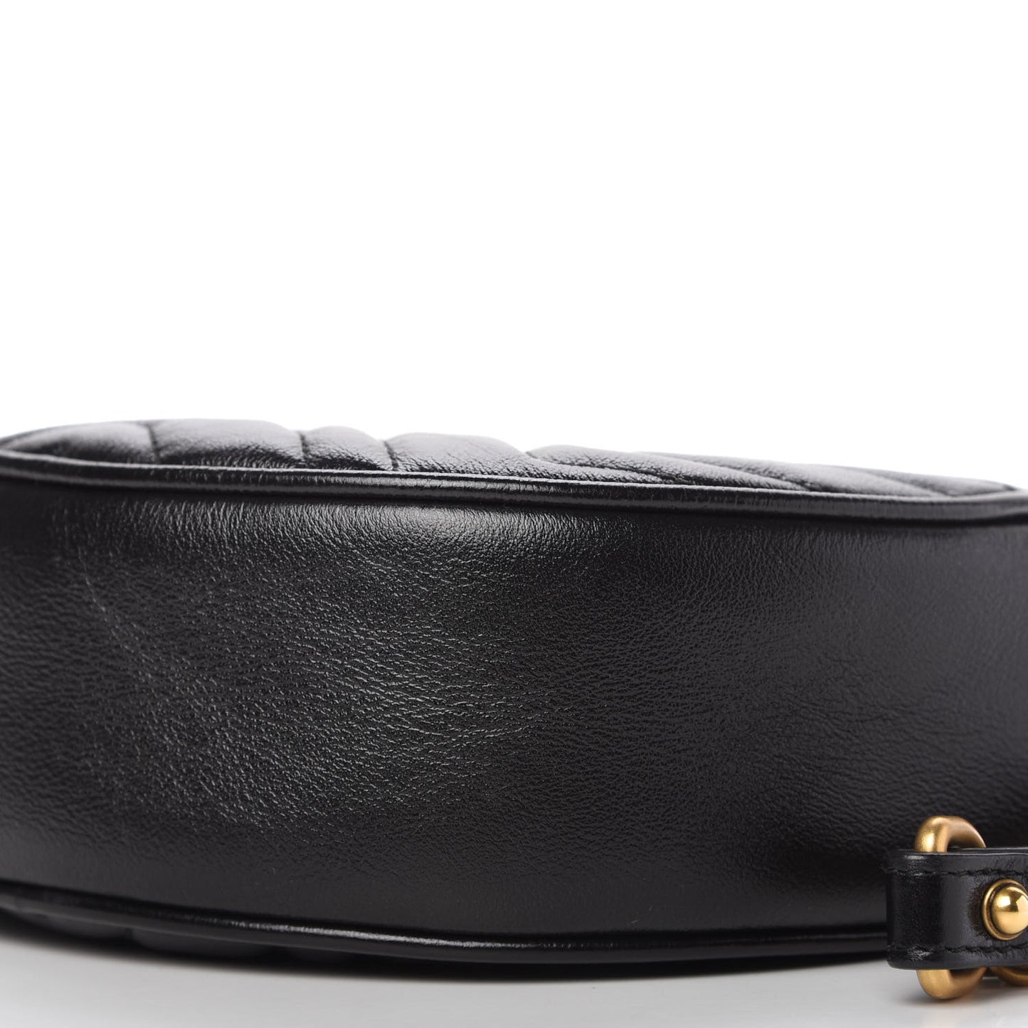 Azalea Calfskin Matelasse Heart Mini GG Marmont Round Shoulder Bag Black