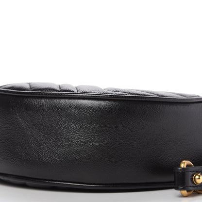 Gucci Azalea Calfskin Matelasse Heart Mini GG Marmont Round Shoulder Bag Black 7 of 10