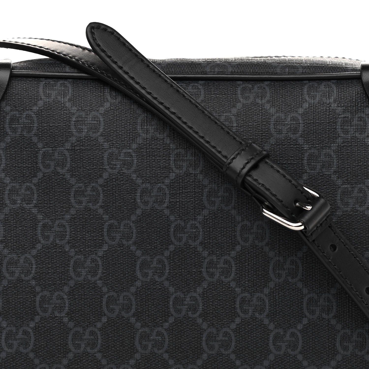 Gucci GG Supreme Monogram Selleria Calfskin Square Messenger Bag Black 8 of 10
