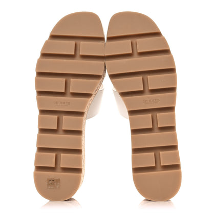 Hermes Calfskin Cork Eze 30 Sandals 41 White 5 of 9