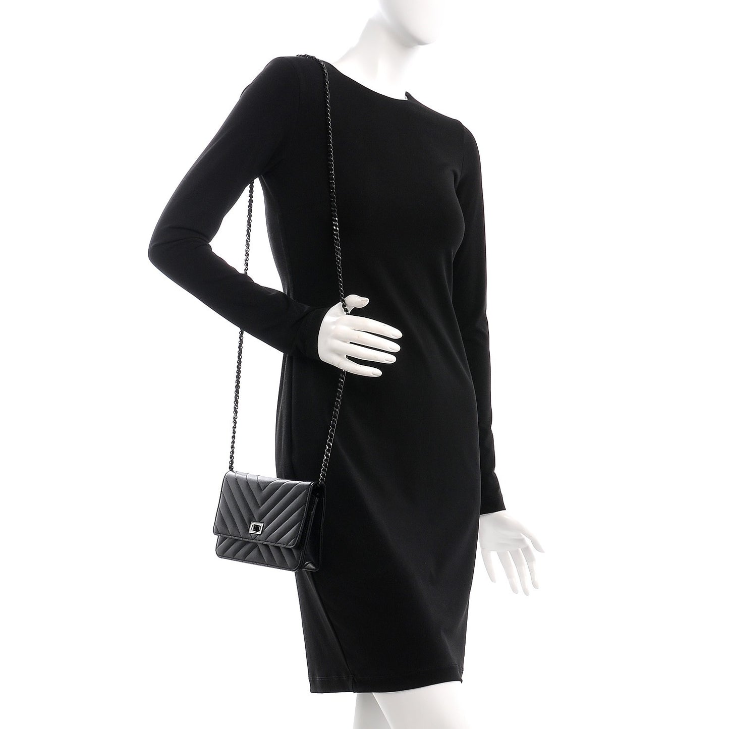 Sheepskin Chevron Reissue Wallet On Chain WOC So Black